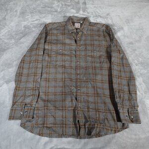 Flynt Western Pearl Snap Button Shirt Mens L Slim Fit Cowboy Gray